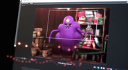 An angry Lumpy Space Princess during filming on the computer