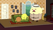 Tree Trunks, Mr. Cupcake and Crunchy on the set for "Summer Showers"