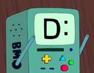 BMO expressing a sad emoticon when the Door Lord steals its controller