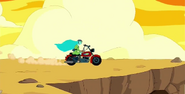 S5e52 Finn and Canyon on motorcycle