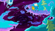 Finn and Jake looking at the Lumpy Abyss (aka "eternal void")