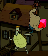 S1e13 Crossbow Guy stealing Mr. Turtle's ruby