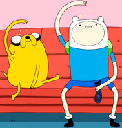 Finn and Jake sprinkling it on themselves