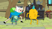 Finn and BMO chanting "Birthday"