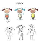 Frieda character concepts by writer and storyboard artist Aleks Sennwald