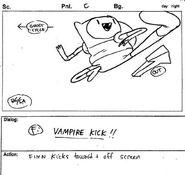 Storyboard piece of Finn "vampire kicking."