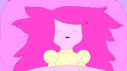 Princess Bubblegum sleeping with messy hair.