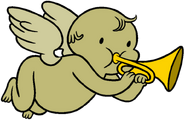 Cherub with trumpet