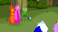 Fern holding BMO’s hand with Flame Princess and Princess Bubblegum