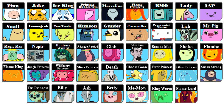 adventure time characters with names