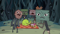 S1e4 tree trunks with sign zombies2