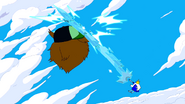 S5e22 Ice King hitting Party God with ice sword