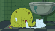 Tree Trunks licking toilet paper