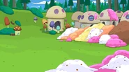 Mushroom Village after it is piled with ice cream