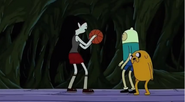 S5 e14 Finn, Jake and Marceline playing basketball