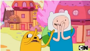 Finn and Jake scaring the girl