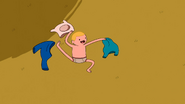 Finn strips down to his underwear.