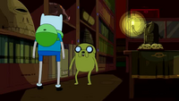 S4e8 Finn and Jake in library