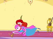 Finn trapping Princess Bubblegum in a headlock