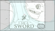 Early concepts of I Am A Sword title card