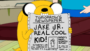 S5e24 Jake with tomorrow's newspaper