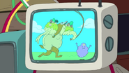 Lumpy Space Princess being chased by the Swamp Giant.