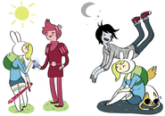 Fionna and Cake with Prince Gumball and Marshal Lee