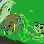 Finn pulling Jake being grabbed by a dead Marceline in a pit of goo