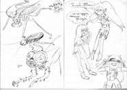 Varmints concept drawings by writer and storyboard artist Kris Mukai
