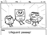 The lifeguard in one of the storyboards (on the right)