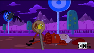 S2e20 finn lying on ground in lute suit