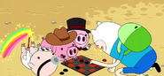 S2e13 finn playing checkers with baby pigs