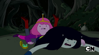 Marceline tumbled by Princess Bubblegum in "Sky Witch"