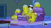 S5e46 Banana Guards watching TV