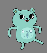 One of the dancing Bears from the episode "My Two Favorite People" with a PHIL FACE tummy