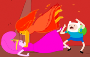 Little Princess Bubblegum and Little Flame Princess fight over Little Finn.