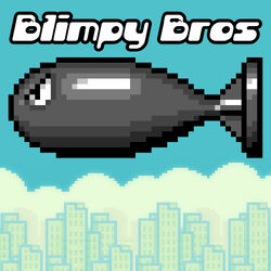 An 8-bit video game style logo with a threatening weaponised-looking blimp over a flappy-birds-inspired background. The holes in the B's are sunglasses, reminiscent of the retro Bonanza Bros game.