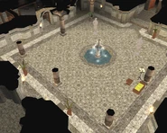 A fountain on the ground floor