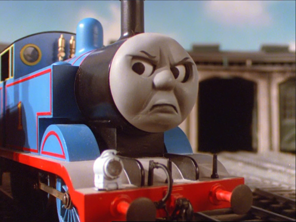 thomas the train mad face