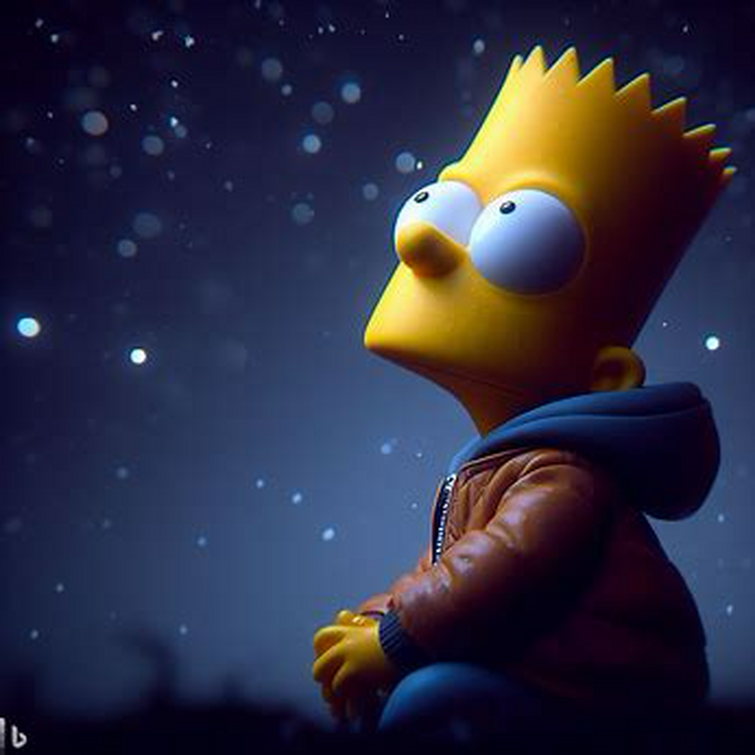 Bart Simpson Sad Watching the Sky · Creative Fabrica