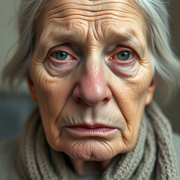 Ugly woman 50 years old wrinkles on face fat nose white person 3748401238