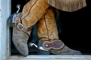 Cowboy boots with spurs