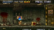 Marco Rossi finds three bodies of the Rebel Army's scientists in the sewer from Mission 5 in Metal Slug 2/X.