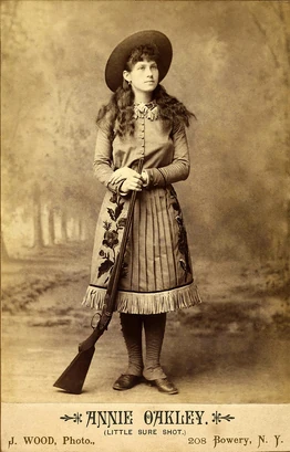 Annie Oakley in a buckskin dress