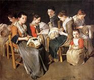 "Женщины, работающие над кружевом для подушек" (Джакомо Черути, 1720-е гг.)