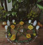 Pentacle on wiccan altar