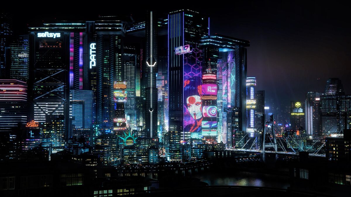 Driving In Retro Futuristic Neon City Screensaver 4K on Make a GIF