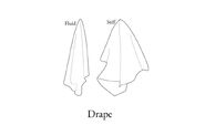 Fabric drape is largely dependent on the weight of the threads. Fluid fabrics tend to be for delicate pieces such as light and flowy skirts, while stiff fabrics such as denim are durable.