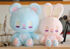 Pink and blue bunny bear plush (free ship)