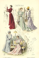Fashion plate with dresses from February 1898, by Abel Goubaud.jpeg (1.31 MB) Fashion plate with dresses from February 1898, by Abel Goubaud